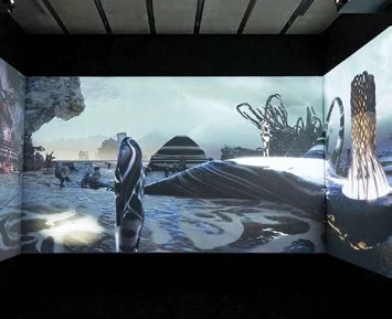 A room-sized painting of a biome