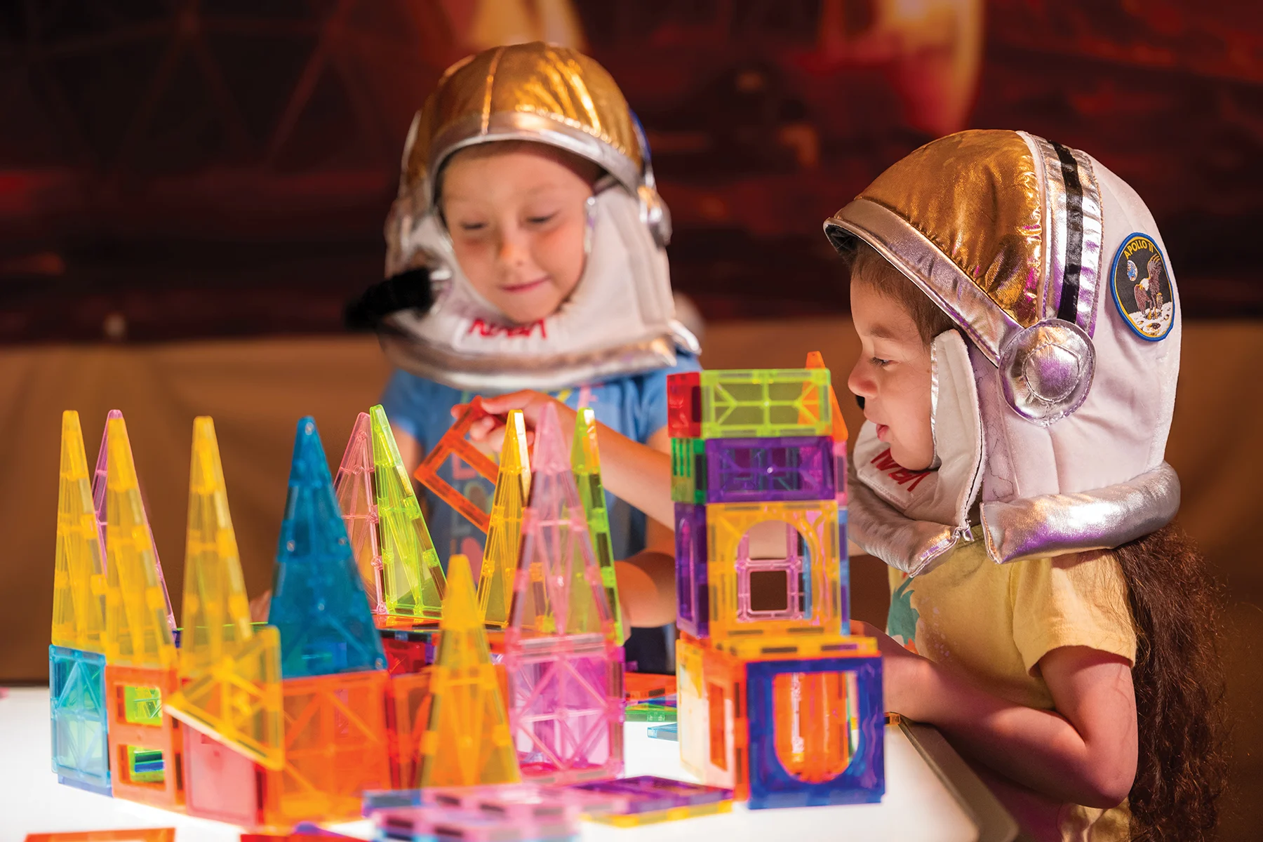 Children playing as astronauts