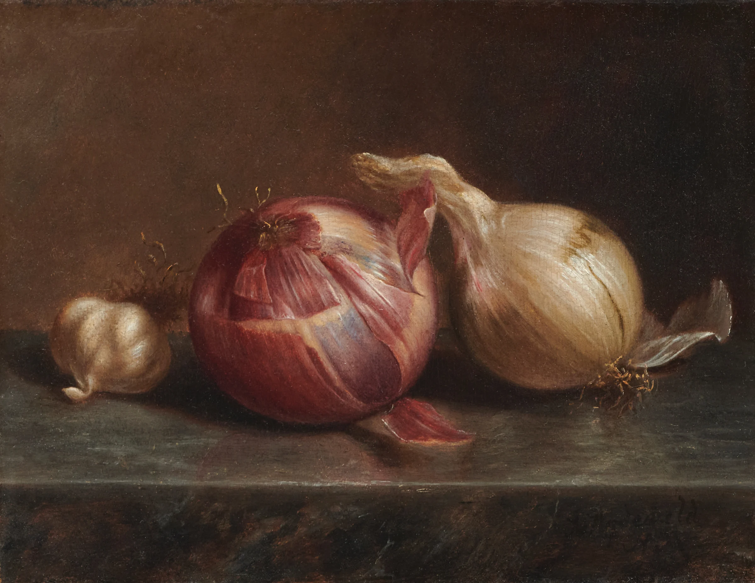 a painting of onions