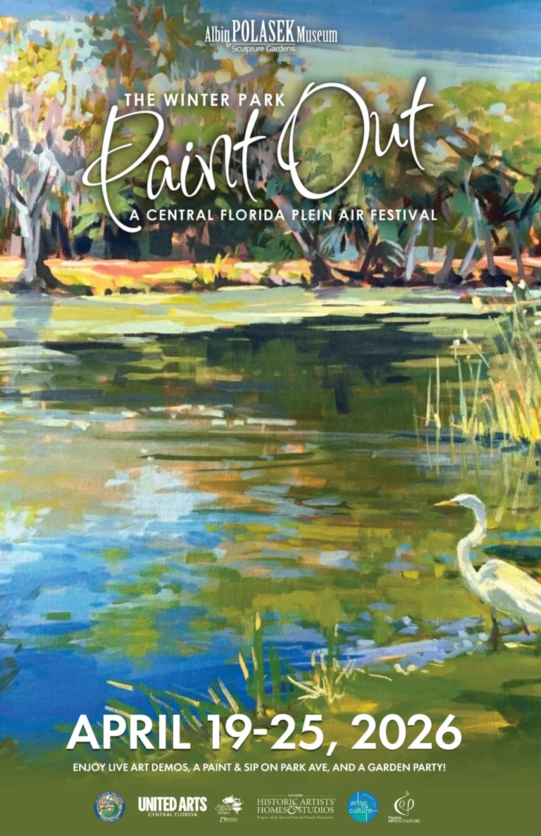 Paint Out poster showing an image of a swan on a lake