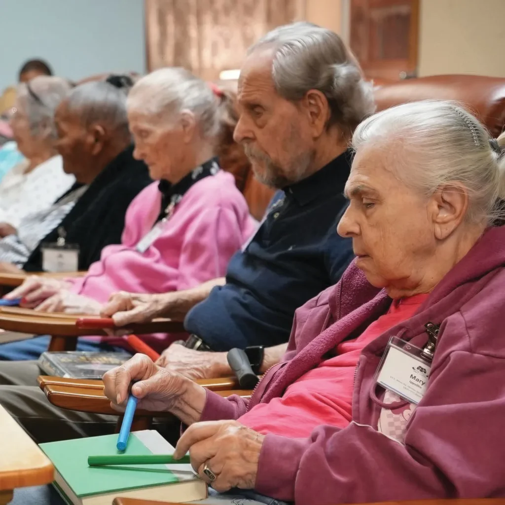 A group of seniors work on art