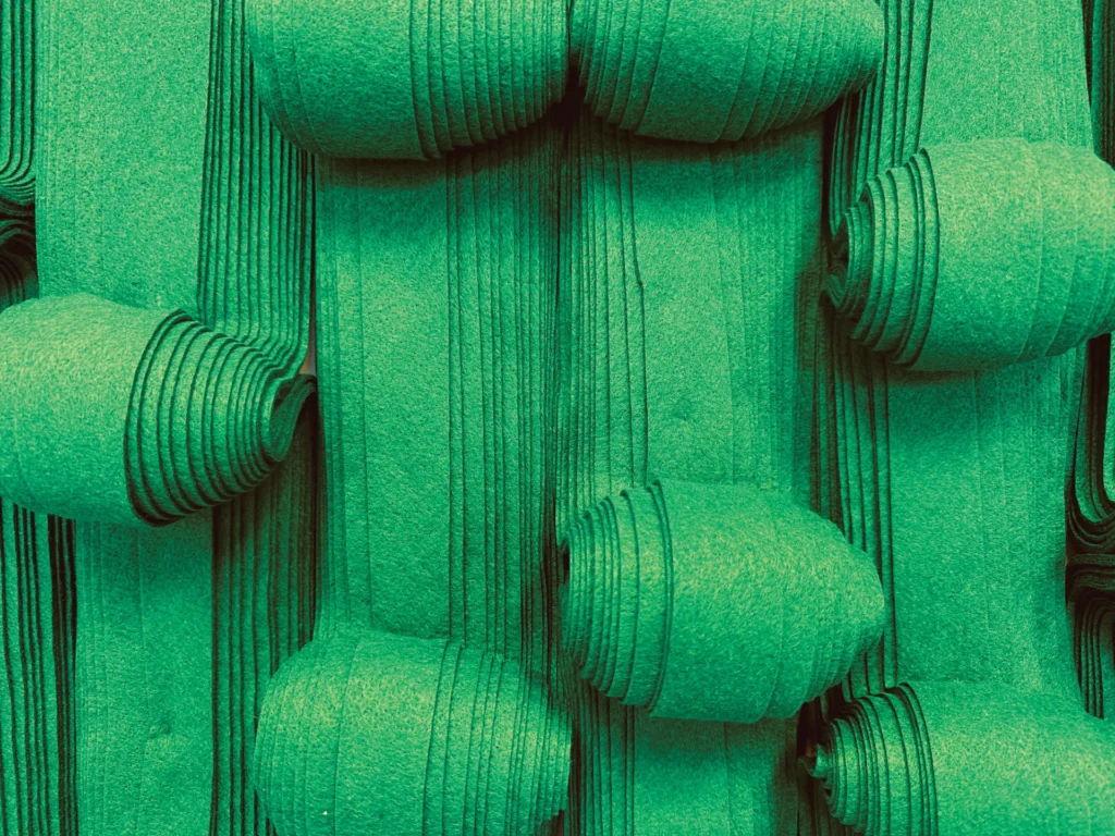 Jacobo Alonso’s The Situated Body: Reconfiguring the Symbolic rendered in green felt