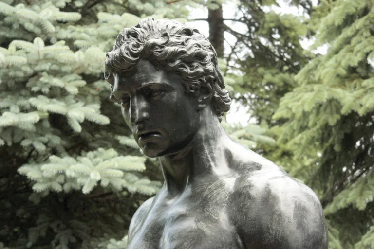 A statue in a garden