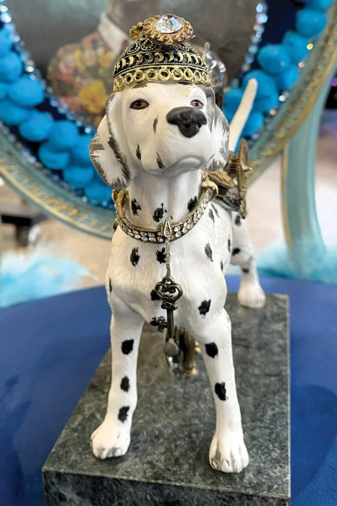 Steampunk Dalmatian sculpture made from reclaimed relics